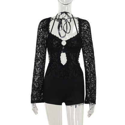 Autumn Slim Lace Long Sleeved Romper for