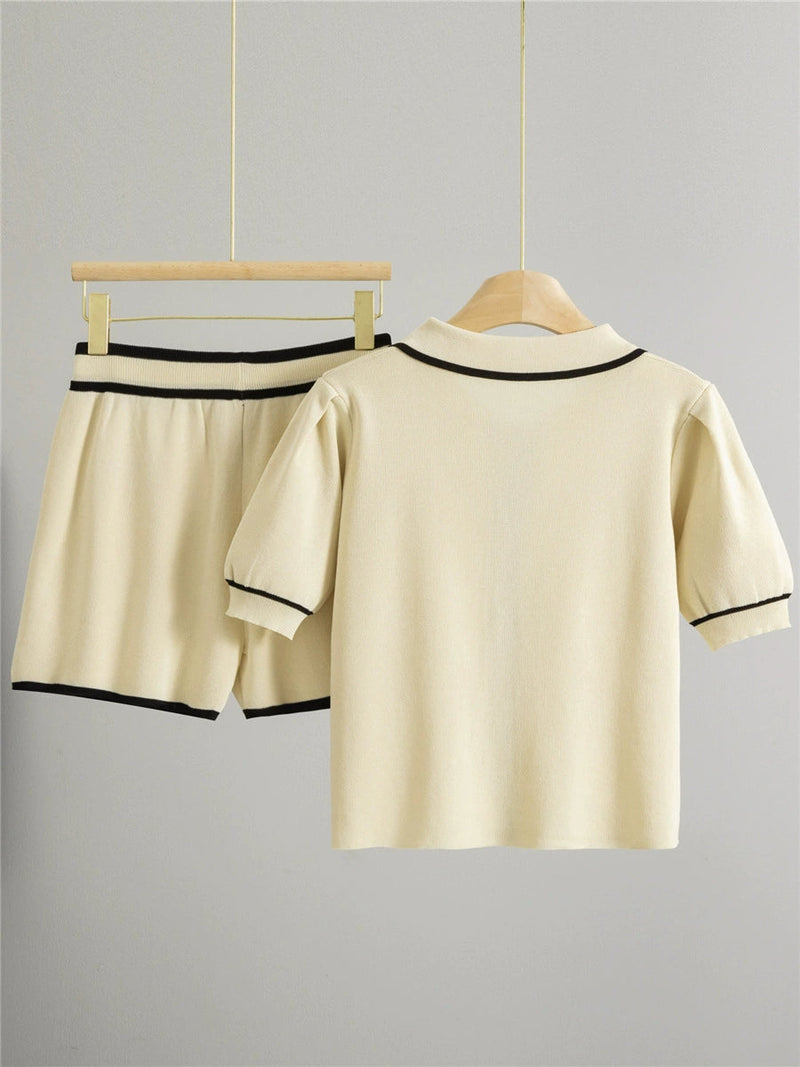 Apricot – Short Cardigan Two-piece Set