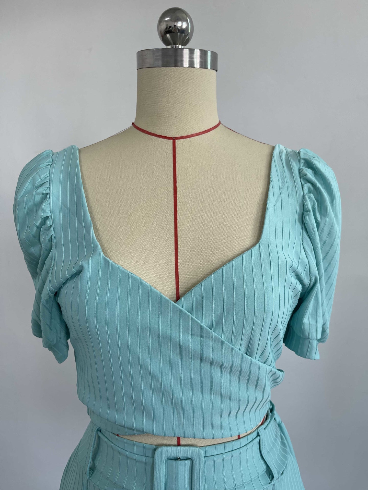 Puff Sleeve Short Shirt High Waist Shorts With Belt Coord Set