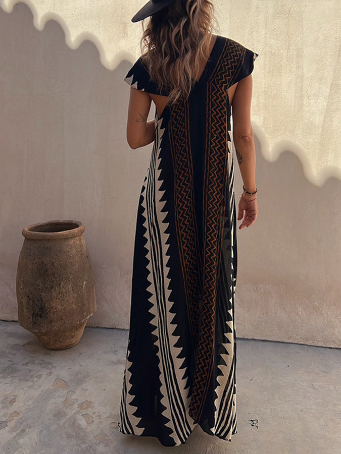 Beach Dates Print A-line Maxi Dress