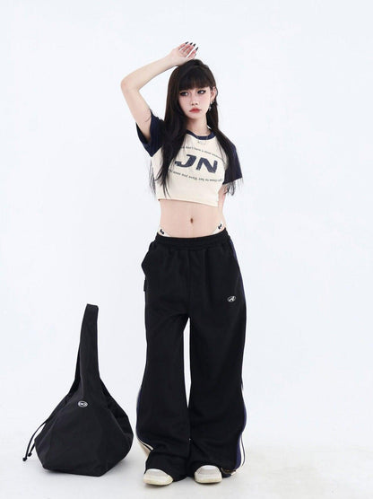 Cropped T-shirt With Logo and Slogan
