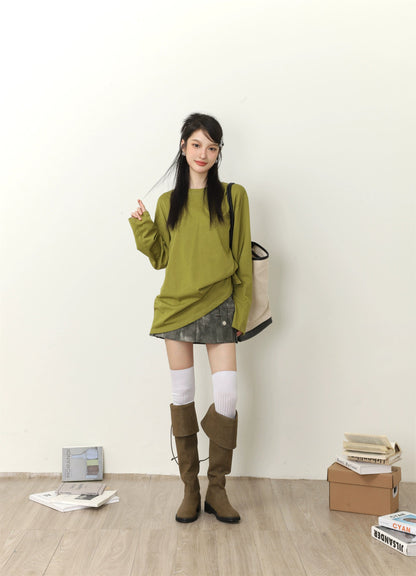 Color Loose Long Sleeve T-shirt