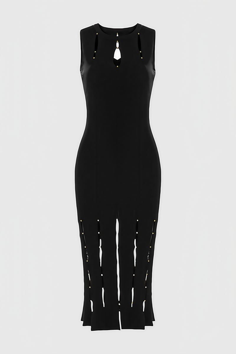 Breclk Beaded Openwork Sleeveless Midi Dress