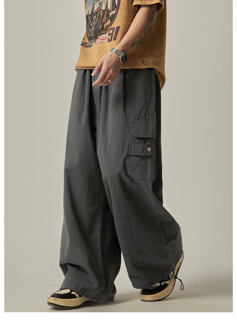 Gray Wide Cargo Combat Pants