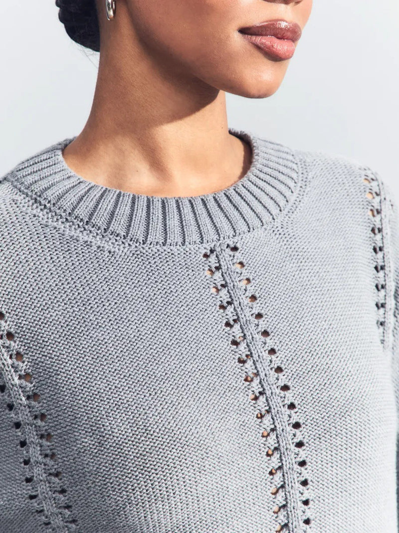 Hollow Knit Crewneck Sweater