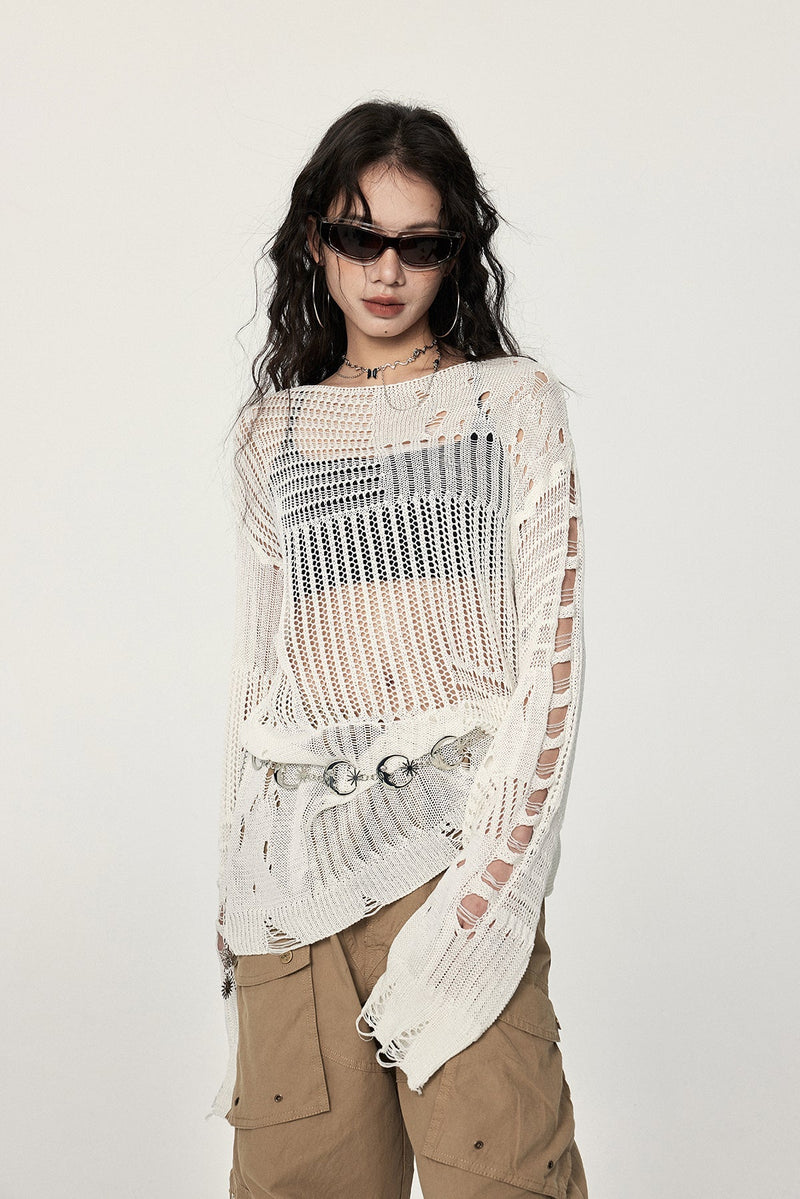 Distressed Crochet Sweater