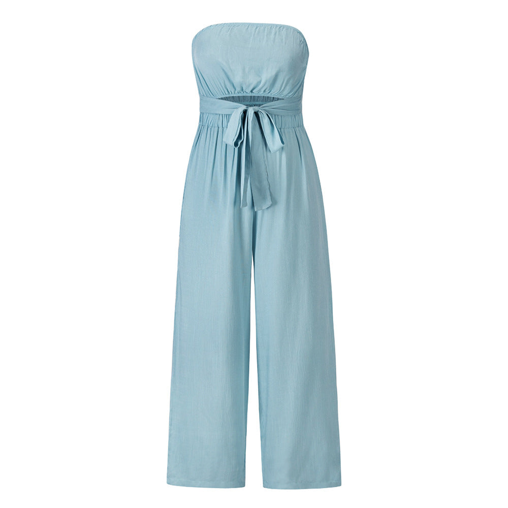 Set Backless Slim Fit Jumpsuit Straight Leg Trousers Set Spring Summer New