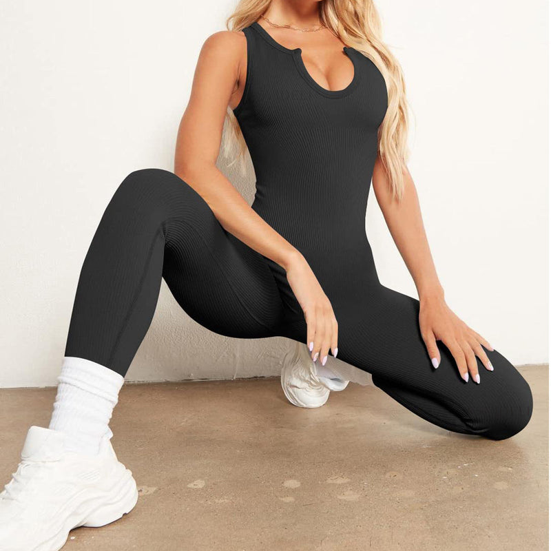 Clothing Sleeveless Vest Jumpsuit High Elastic Thread Fitted Hip Lifting Jumpsuit