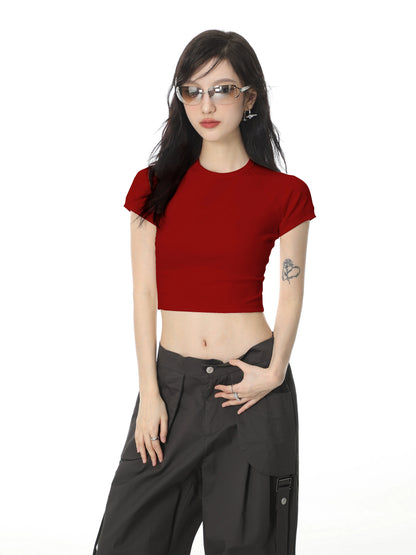 Color Regular Shoulder Short Sleeve T-shirt