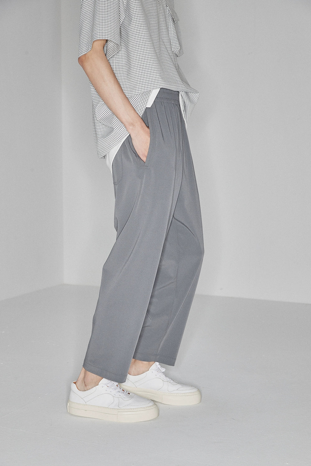 Side Seam-free Elastic Waist Cropped Pants