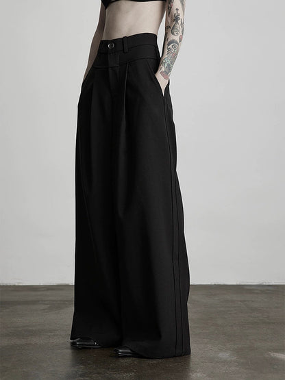 Black Pleated Wide-leg Pants
