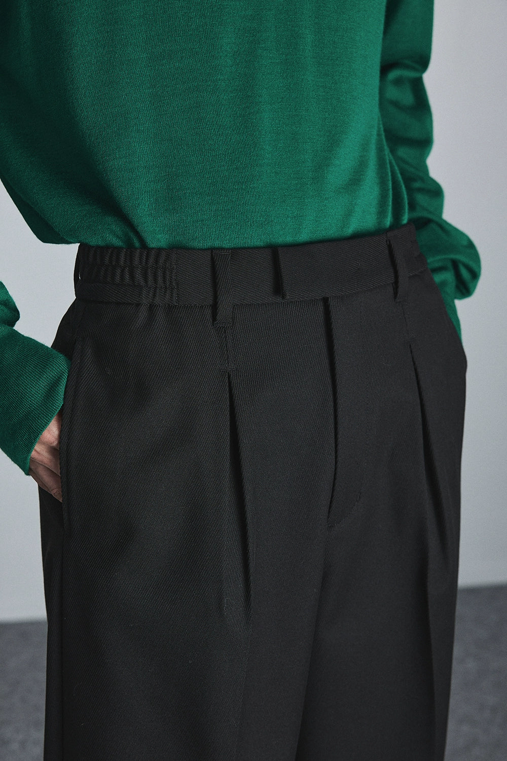 Semi-elastic Waist Wide-leg Cropped Pants