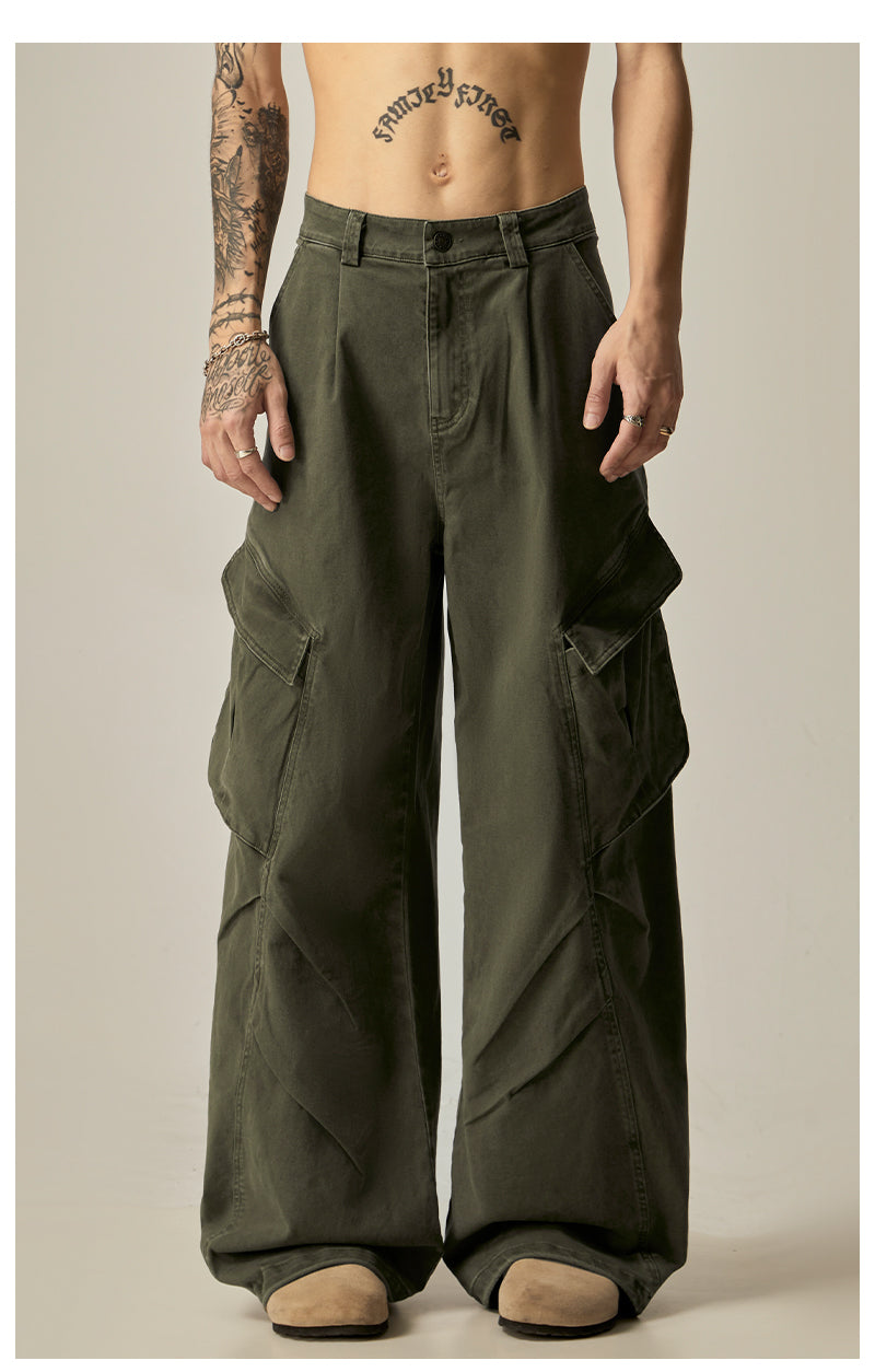 Olive Wide Leg Combat Pants