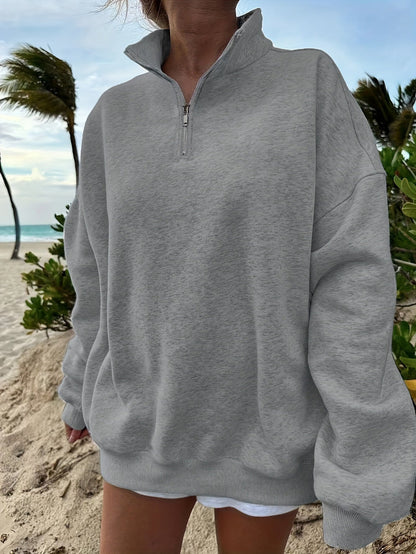 Sweatshirt Outdoor Autumn Winter Loose Long Sleeve Sweatershirt Half Zipper