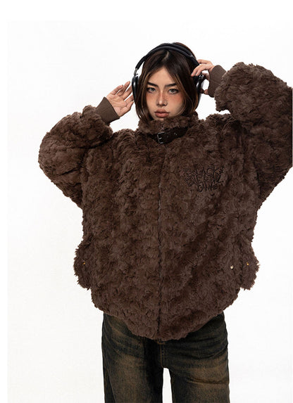 American Retro Fleece Strap Cotton Coat