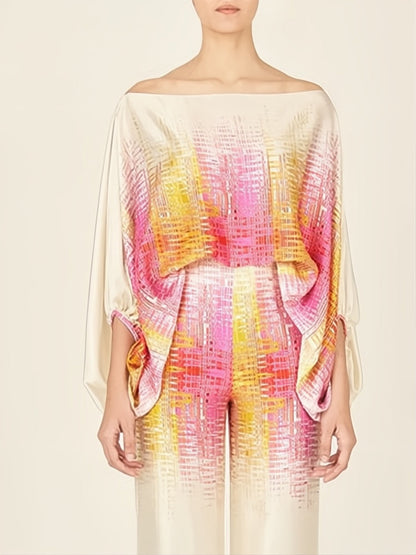Abstract Waves Two-piece Set - Yellow-pink