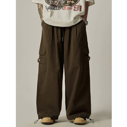 Gray Wide Cargo Combat Pants