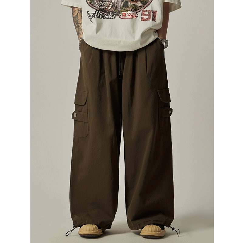 Gray Wide Cargo Combat Pants