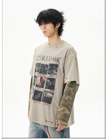 Layered Camo Sleeve T-shirt