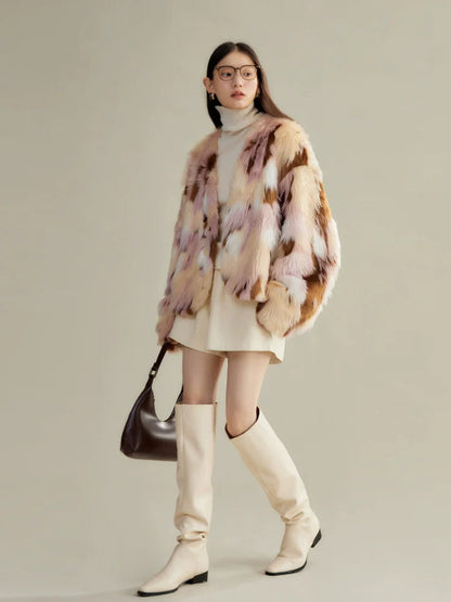Multi-colored Faux Fur Statement Coat