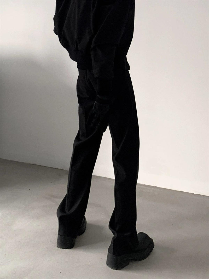 Black Straight-leg Classic Pants
