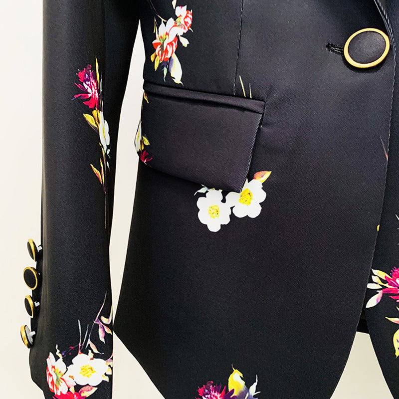 Goods Star Printed Suit Flared Pants Suit Two Piece Suit