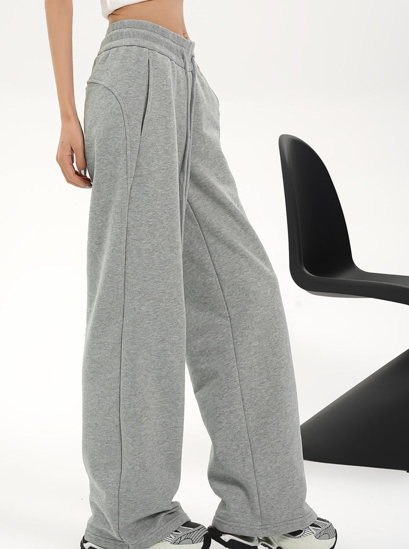 High-waisted Wide-leg Drawstring Pants - Relaxed Fit Lounge Trousers