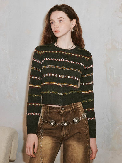 Fair Isle Cropped Cardigan