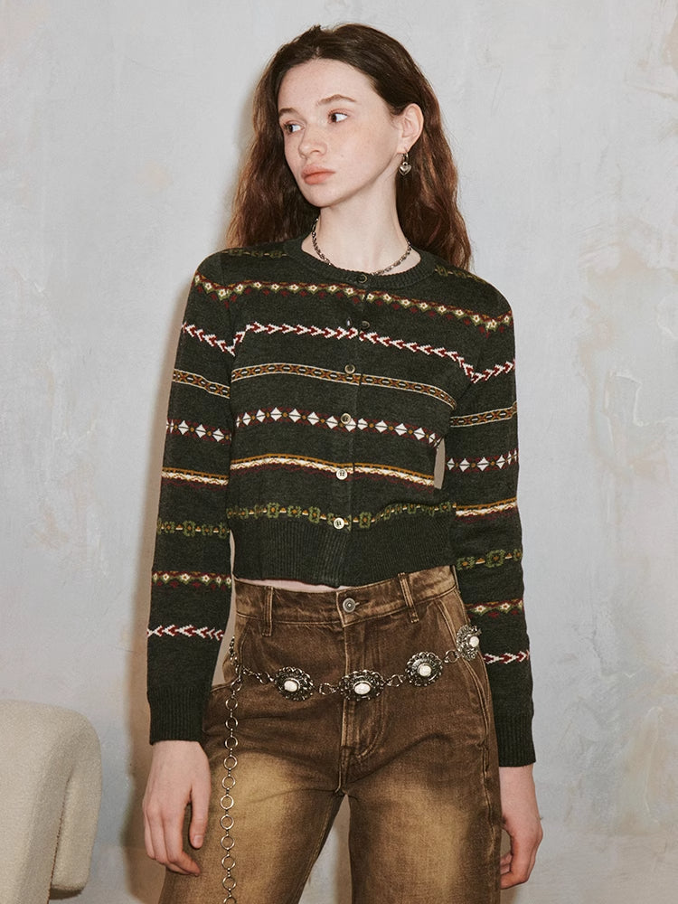 Fair Isle Cropped Cardigan