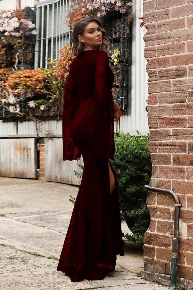 Full Length Long-sleeved Long Dress