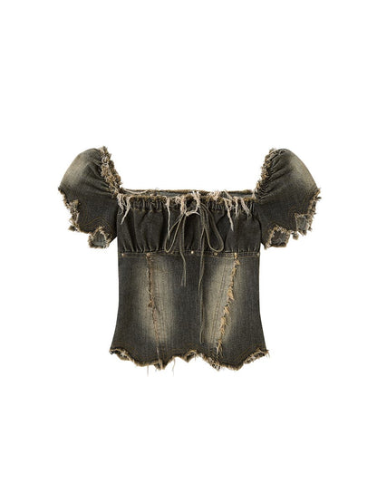 Denim Puff Sleeve Blouse