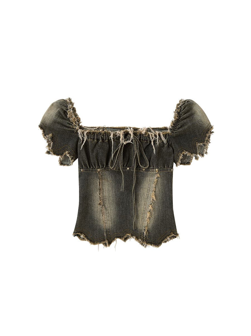 Denim Puff Sleeve Blouse
