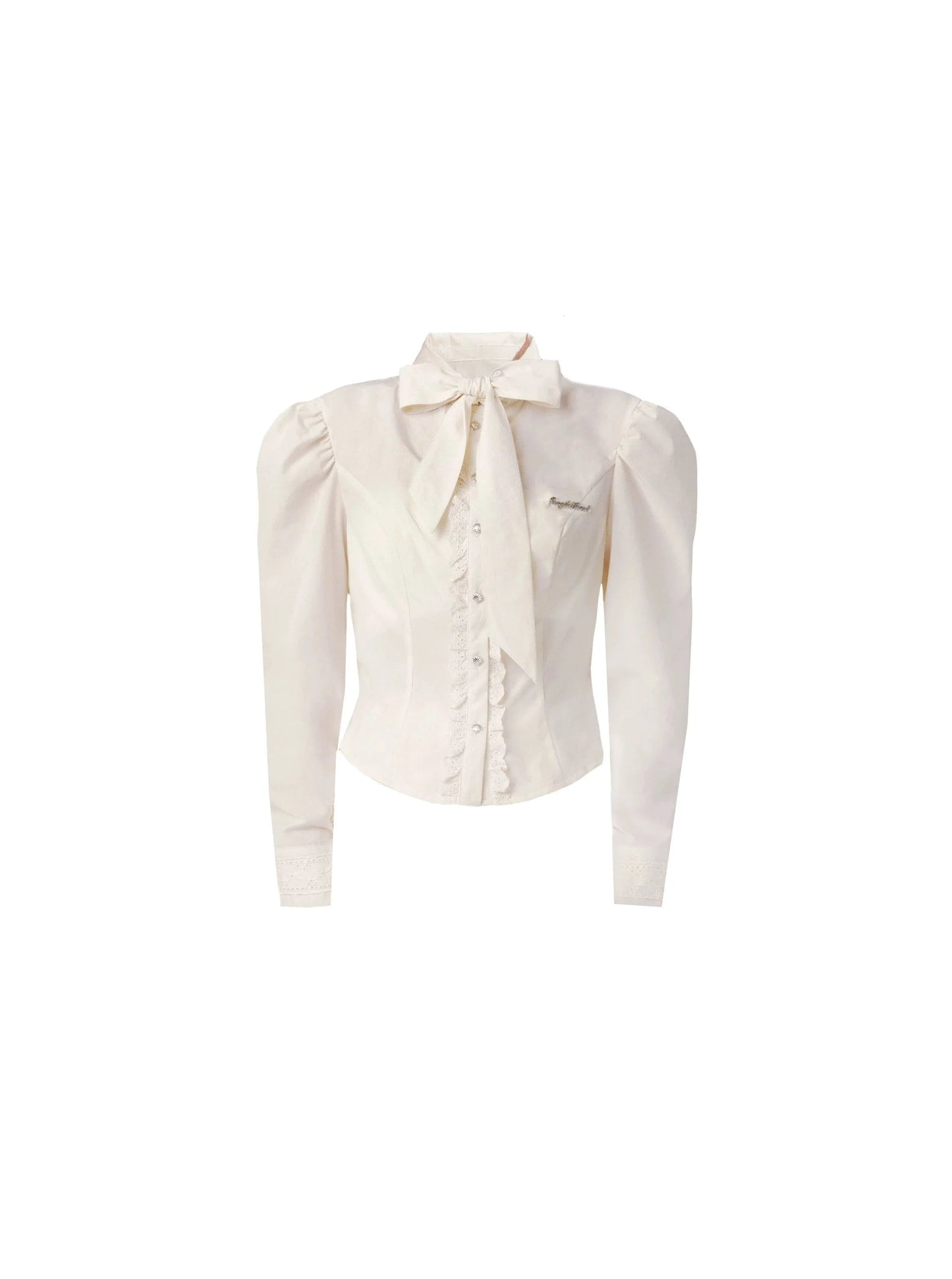 -inspired Cream Puff Sleeve Blouse and Midi Skirt Set