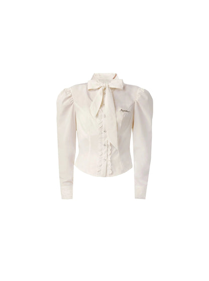 -inspired Cream Puff Sleeve Blouse and Midi Skirt Set