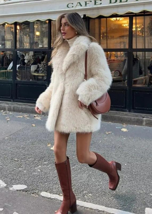 Ivory Plush Faux Fur Coat