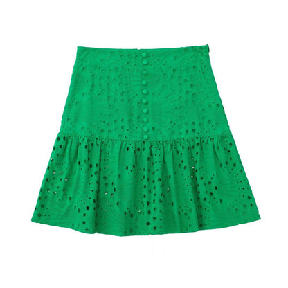 Clothing Embroidered Laminated Decoration Green Skirt