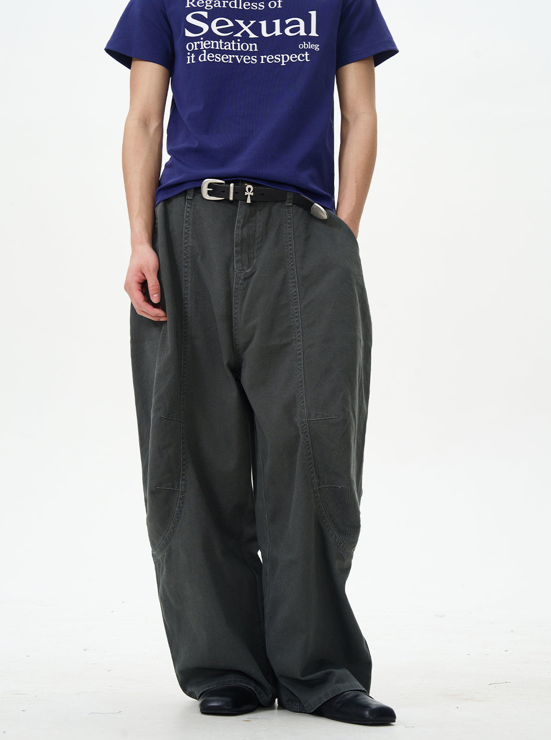 Charcoal Baggy Street Cargo Pants