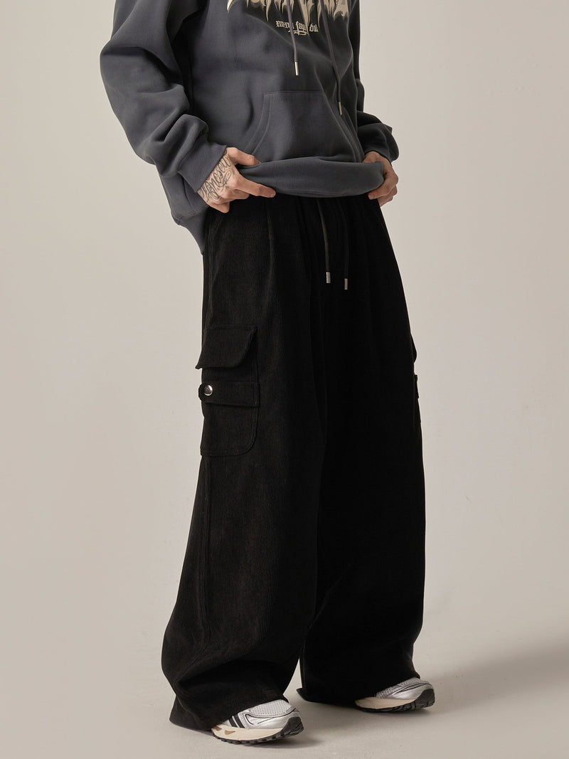Black Baggy Drawstring Cargo Pants