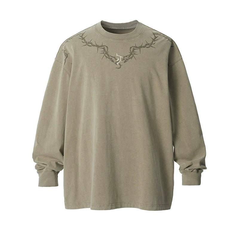 Logo Print Washed Long Sleeve T-shirt