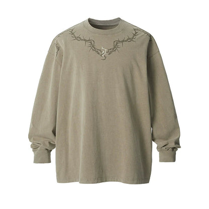 Logo Print Washed Long Sleeve T-shirt