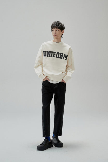 Retro Color Block Rubber Print Crewneck Sweatshirt