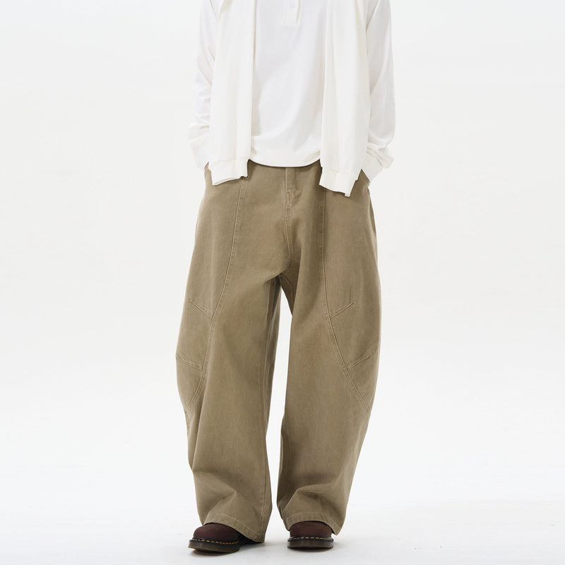 Wide Leg Pleated Dark Denim Pants