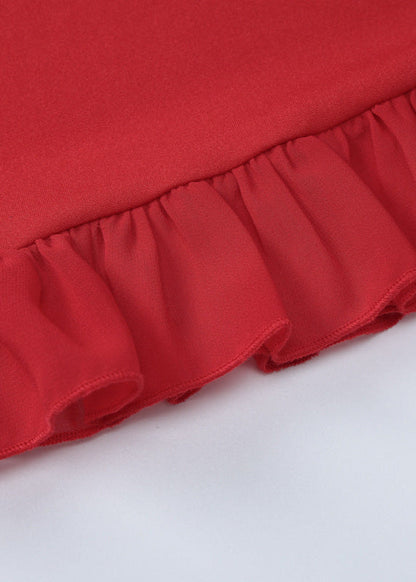 Bella Rouge - Ruffled Tie-strap Mini Dress