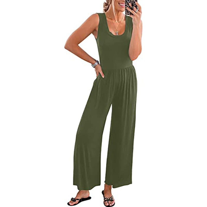 Summer Color Sleeveless Jumpsuit