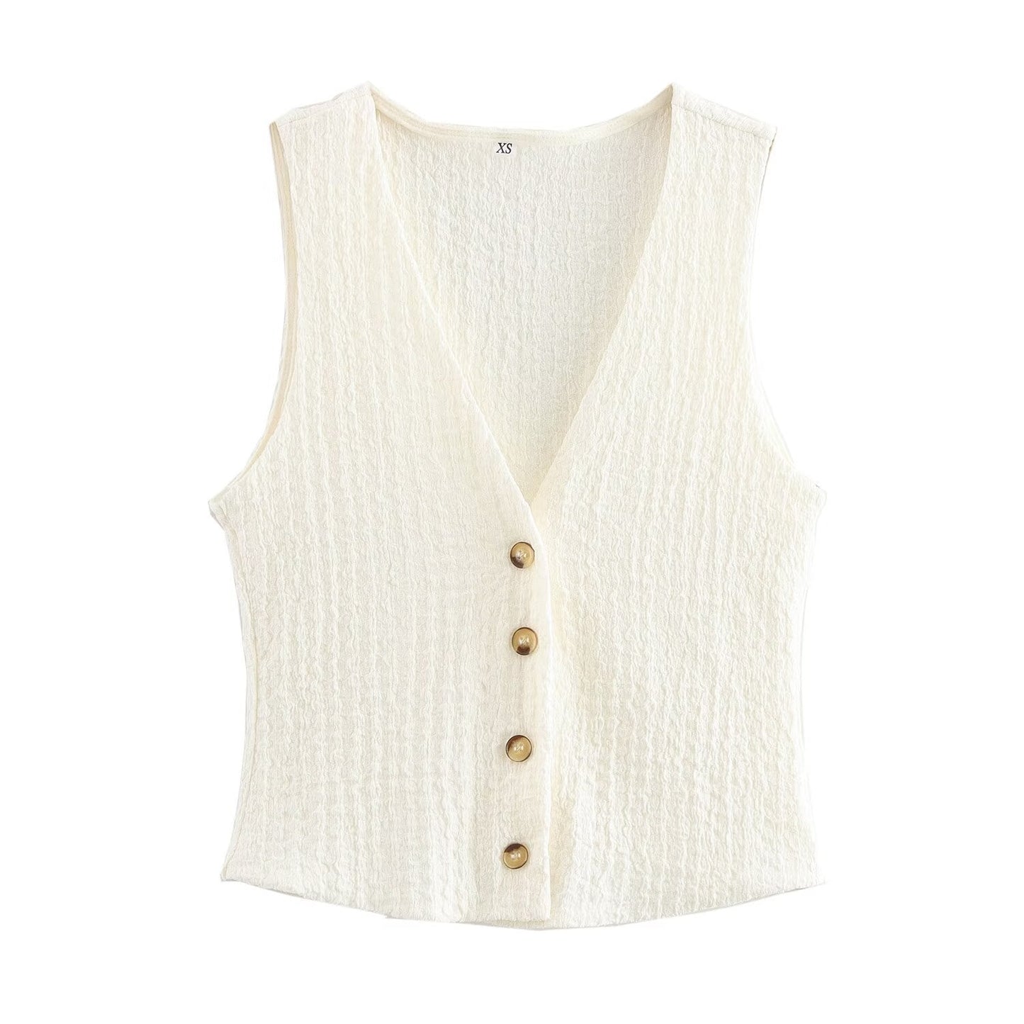 Texture Single Breasted Vest Jacket High Waist Straight Leg Pants Two Piece Sets