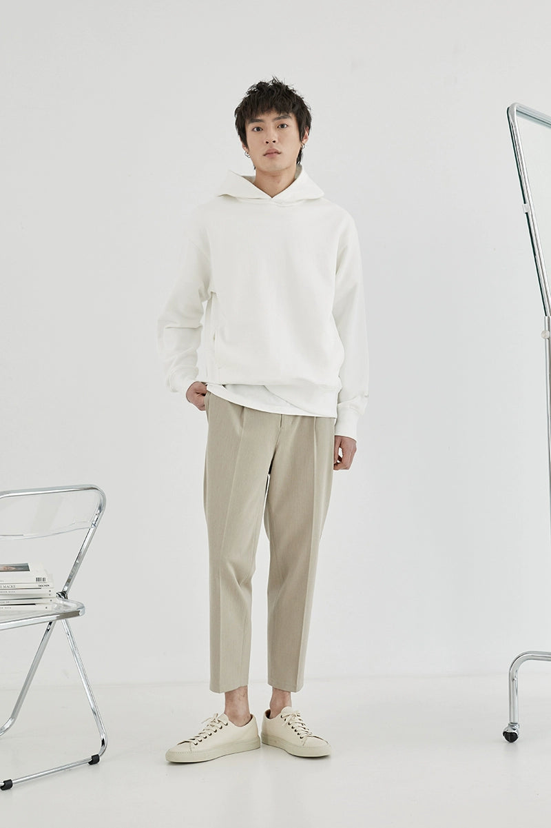 Elastic Waist Wide-leg Cropped Pants