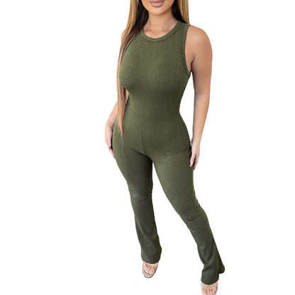 Clothing Comfortable Sleeveless Zipper Slim Fit High Waist Micro Pull Jumpsuit