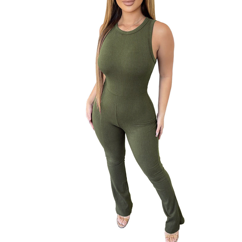 Clothing Comfortable Sleeveless Zipper Slim Fit High Waist Micro Pull Jumpsuit