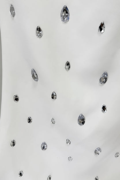 Kania White Long Sleeve Beaded Maxi Dress