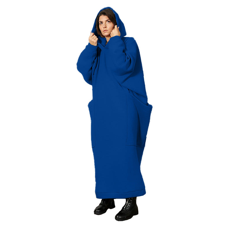 Clothing Lengthened Sweater Autumn Winter Pocket Hooded Sweater Dress